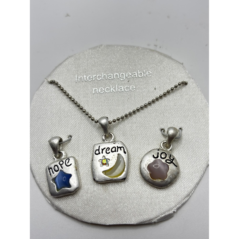 Unbranded Interchangeable Necklace Women OS Silver Hope Dream Joy Charms Set